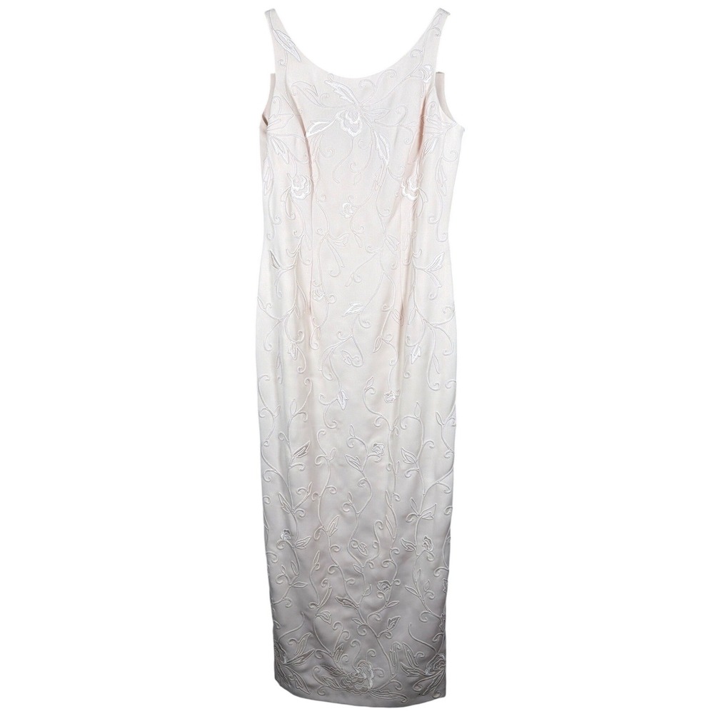 Marie St. Claire Pink Floral Embroidered Sleeveless Sheath Maxi Dress Size 10